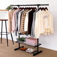 室内晾衣架落地家用阳台晾衣杆简易折叠挂衣服架卧室单杆式晒衣架