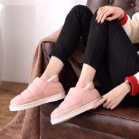 安尚芬冬季皮面跟棉拖鞋女厚底居家室内情侣保暖防滑月子鞋男