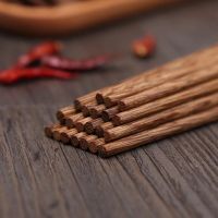 天然原木鸡翅木筷子无漆无蜡日式酒店家用红木餐具10双套装