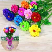 【手工串珠材料】9枝装diy手工串珠玫瑰花材料 叶片牡丹花仿真玫瑰花送情人节