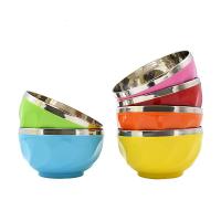 []不锈钢碗碗筷套装家用吃饭碗儿童碗套彩色碗碗套装泡面碗