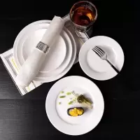 (6个装)西餐盘纯白陶瓷盘子牛排盘浅盘意面骨瓷盘平菜盘圆盘餐具点心盘 破损赔