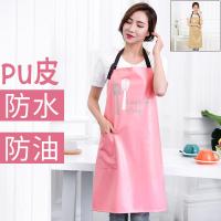 简约成人男女PU皮挂脖防防油围裙 居家厨房皮革工作服罩衣