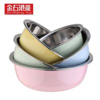 金石港能不锈钢盆五件套圆形厨房家用加深加厚套装盆和面洗菜盆