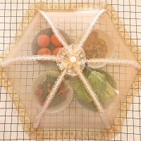 双骨加固菜罩圆形长方形餐桌罩可折叠饭菜罩加密盖菜罩家用罩菜罩