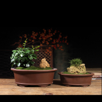 透气紫砂盆景花盆长方形特大口径多肉清仓绿植物陶瓷假山四方盆栽