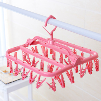 [买2送10备用夹]可折叠多夹成人晾衣架晒衣服夹子宝宝婴儿衣架