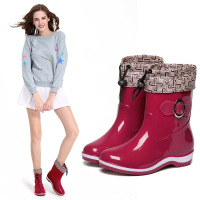 【厂家直销 棉套可拆】防防滑女士时尚加绒下雨鞋中筒雨鞋鞋