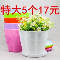 加厚花盆[送托盘+花种+生根粉]花瓣盆莲花盆绿植花卉塑料花盆