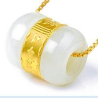 亏本抢5000件 带鉴定证书 24K足金和田玉坠 彩银项链