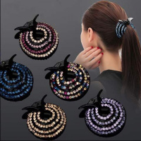 韩版新款钻头饰丸子头马尾扣圈盘抓夹头饰品花苞头饰