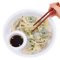 [春节必备][创意饺子盘+饺子神器]饺子盘直径24.5cm足够大家用创意手工饺子神器带醋碟沥双层饺子盘