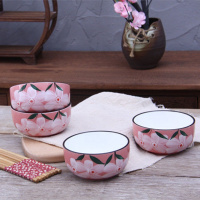 日式雪花釉下彩陶瓷餐具碗筷勺套装家用餐厅米饭碗小汤碗吃饭碗