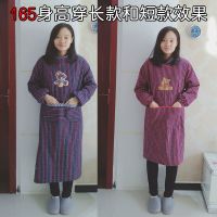 厨房围裙长袖棉质做饭家用粗布工作服围裙男女反穿衣带袖罩衣邮