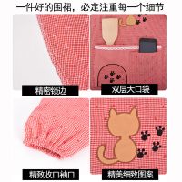 韩版时尚棉质长袖围裙罩衣成人女厨房做饭反穿衣可爱工作服老粗布