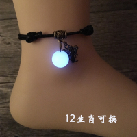 十二生肖光夜光石手链脚链琉璃珠情侣学生复古红绳闺蜜男女韩版
