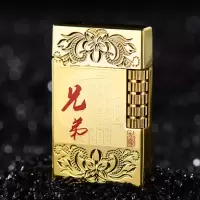 金属朗声侧滑轮个性打火机/情义款 创意超薄防风充气礼品打火机男