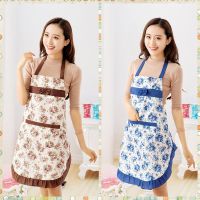 【2件装】围裙厨房女韩版时尚无袖花边蝴蝶结围腰男做饭围兜定制