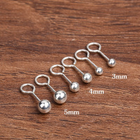 买2对送1对豆豆耳饰弯钩圆珠990纯银耳钉耳环女简约银耳钉