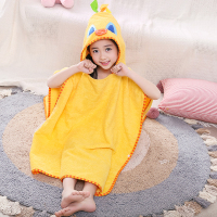 儿童浴巾连带帽浴巾纯棉套头斗篷宝宝毛巾料中大儿童可穿卡通浴袍