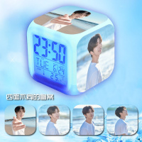 蔡徐坤NINE PERCENT同款周边七彩LED床头小闹钟定制应援生日