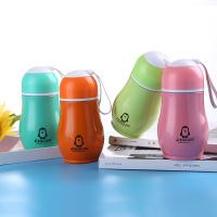 [送杯刷企鹅保温杯]不锈钢企鹅保温杯双层卡通便携保温杯