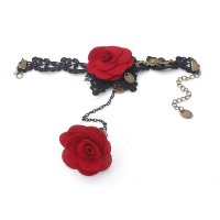 [买1送1]手链女蕾丝复古韩版时尚手链戒指新娘手饰精美花朵手镯