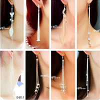 韩国钻耳坠时尚装饰品 长款流苏耳环女 耳线气质新娘夸张耳饰