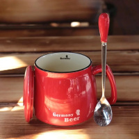 陶瓷杯子带盖勺马克杯定制早餐杯牛奶杯情侣创意杯办公室咖啡杯