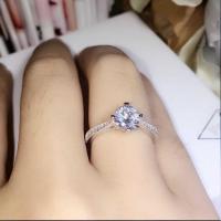 [送手链送刻字]925女钻戒锆石结婚戒指环活口镀银开口潮男