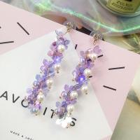 新款超仙亮片仿珍珠耳环长款韩国夸张个性流苏耳钉女气质耳坠耳饰