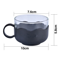 150ML茶杯咖啡杯品茗杯单层耐热玻璃杯塑料杯托办公家用玻璃小杯