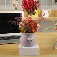 微观景小盆景 薰衣 荷花苞玫瑰 菊花仿真花套装桌子台面小摆件