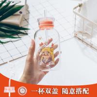 韩版美少女卡通吸管玻璃杯女学生便携ins随手杯韩国小清新杯子
