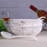 2个装加厚大汤碗9英寸酒店家用陶瓷大汤盆大碗大泡面碗餐具套装