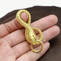 复古创意手工纯铜十二生肖盘蛇钥匙扣挂件蟒蛇皮带挂扣钥匙链坠