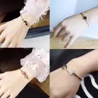 【送礼盒】四叶手镯镀18k真金钛钢挂圈手镯合金手链手环送女友