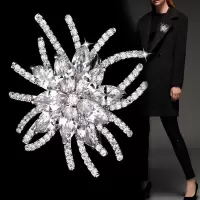 [镀真白金]胸花锆石胸针简约别针女大衣西装开衫饰品百搭配饰品