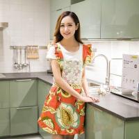 单层韩版时尚围裙无袖厨房背带做饭围兜透气围裙纯棉围裙女