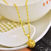 久不色镀金沙金项链女锁骨 泰国越南金999转运珠项链欧币饰品
