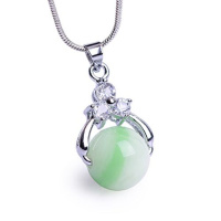 夜光石转运珠坠 绿飘花夜明珠光萤石男女款夜光珠项链