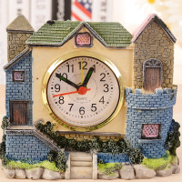 亏卡通城堡别墅闹钟创意闹钟儿童学宿舍闹钟生趣味床头钟家居桌面