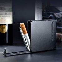 烟盒一体自动弹烟盒20支装烟盒子盒带防风打火机可灌充气体