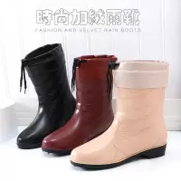 女士雨鞋雨靴中筒时尚防滑鞋加绒保暖靴成人厨房套鞋防胶鞋