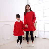 韩版秋冬季亲子装女童罩衣成人厨房罩衣长袖围裙耐脏工作服护衣