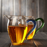 加厚耐热玻璃公道杯高温过滤茶器功夫茶具多彩把手公道杯