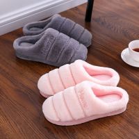保暖棉拖鞋小兔毛拖鞋冬季居家鞋厚底防滑室内可爱半跟男女情侣