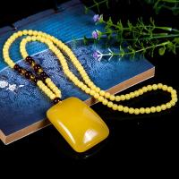 波罗的海半天然鸡油蜜蜡平安无事牌坠琥珀随形挂件毛衣链项链