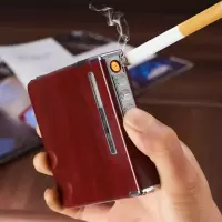 [工厂店]20支装自动弹烟打火机烟盒USB充电/防风充气打火机烟盒