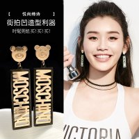 欧美新款时尚气质个性钛钢耳坠韩国大气夸张小熊字母几何耳环耳钉